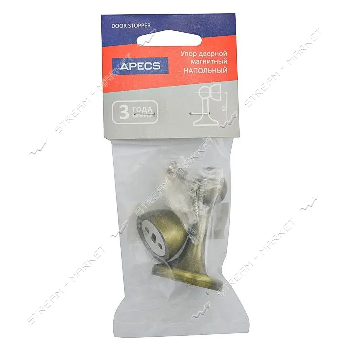 Упор дверной магнитный Apecs DS-2761-М-АВ высота 8.5см бронза