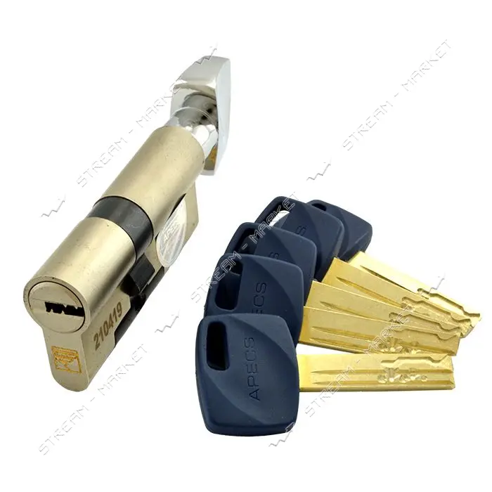 Секрет латунный Apecs Premier-XR 70-С15 G 30/40С лазерный ключ/поворот 5 ключей золото