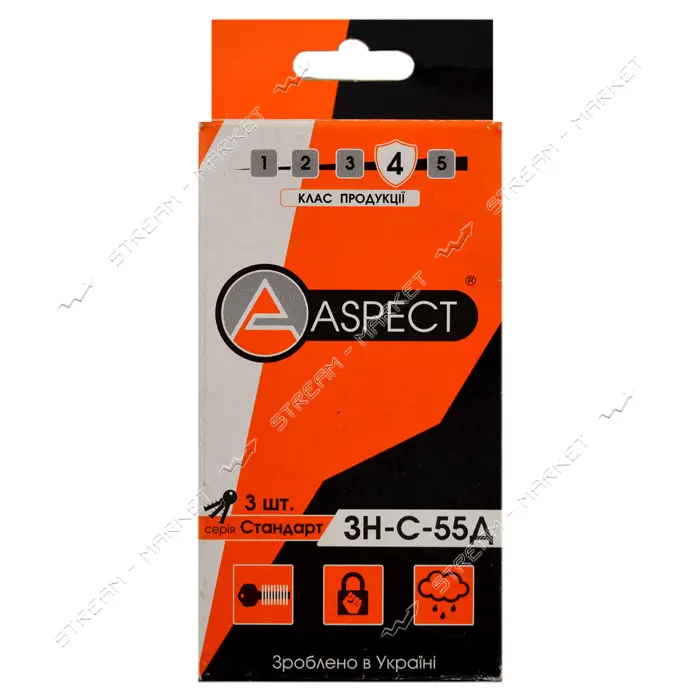 Замок навесной Aspect ЗН-С-55 Д 3кл длинная дужка сталь
