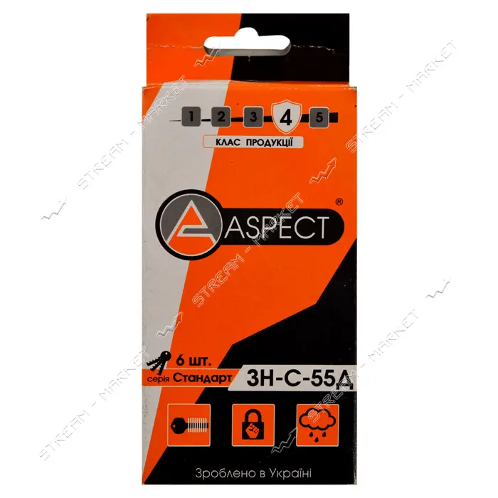 Замок навесной Aspect ЗН-С-55 Д 6 ключей длинная дужка сталь                                        