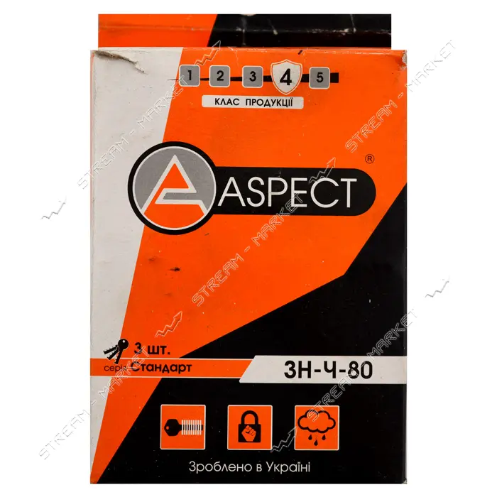 Замок навесной Aspect ЗН-Ч-80 3 ключа                                                               