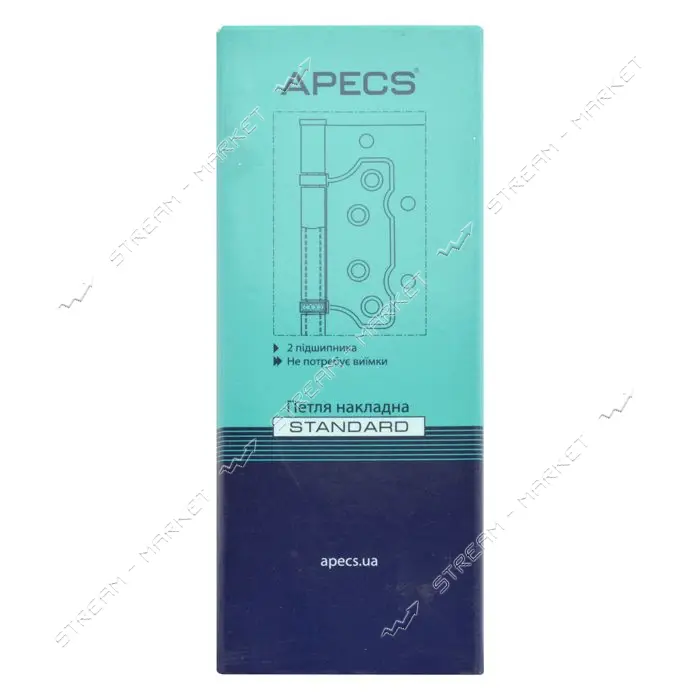 Петля накладная Apecs 100х63х2-B2-Steel-BLM бабочка узкая черный матовый                            