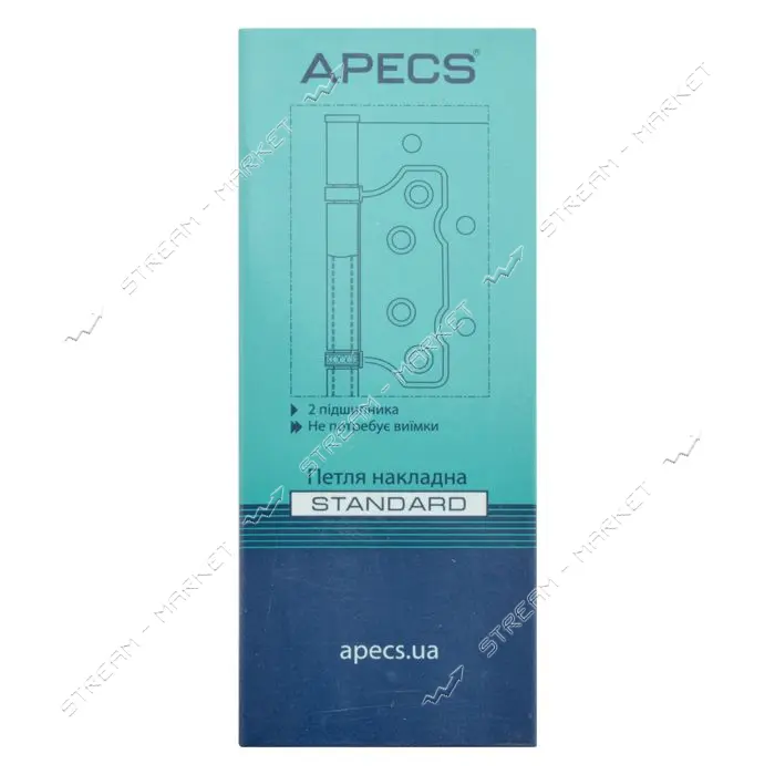 Петля накладная Apecs 100х63х2-B2-Steel-GRF бабочка узкая графит                                    