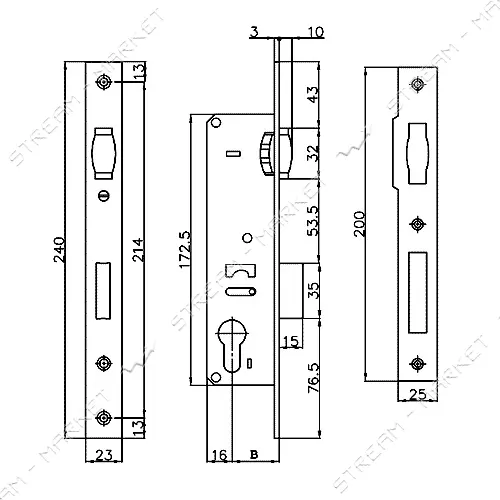 Корпус врезного замка Kale 155/Р 35мм                                                               