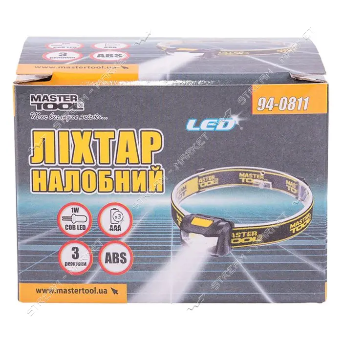 Фонарь налобный Master-Tool 94-0811 3 режима 59x41x32мм COB LED                                     