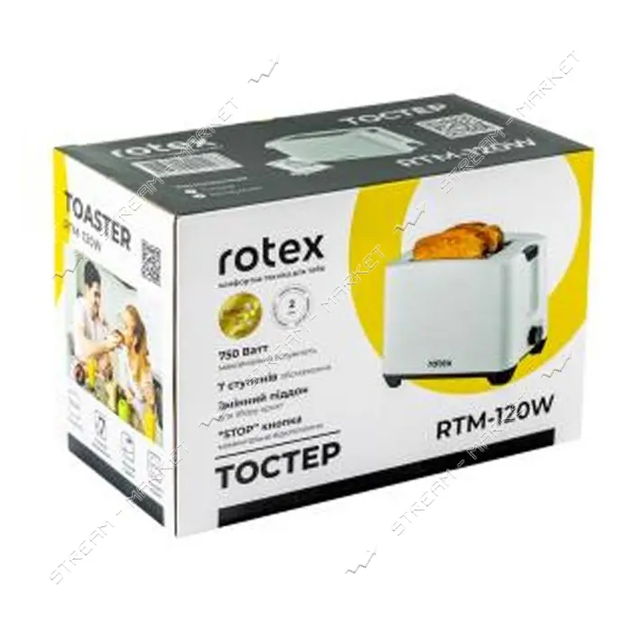 Тостер Rotex RTM120-W 750Вт 2 ломтика                                                               