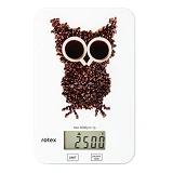 Весы кухонные Rotex RSK14-O owl электронные 5кг ж/к дисплей механическое управление стекло