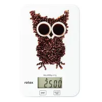 Весы кухонные Rotex RSK14-O owl электронные 5кг ж/к дисплей механическое управление стекло          