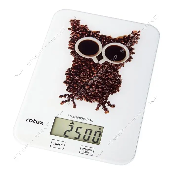 Весы кухонные Rotex RSK14-O owl электронные 5кг ж/к дисплей механическое управление стекло