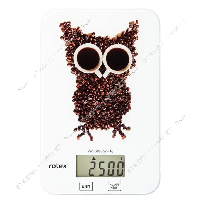 Весы кухонные Rotex RSK14-O owl электронные 5кг ж/к дисплей механическое управление стекло