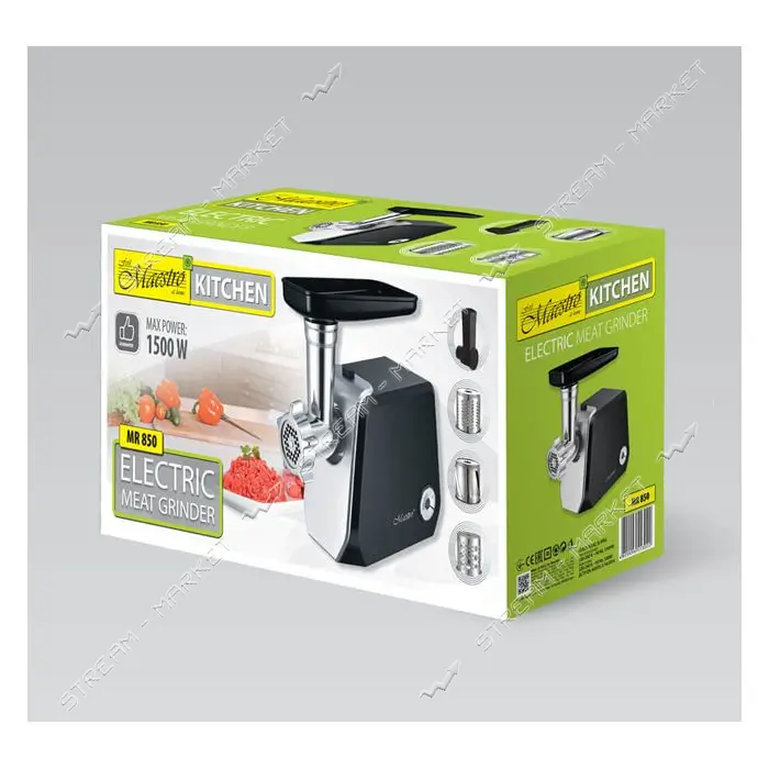 Мясорубка Maestro MR-850 1500Вт реверс 2 диска для измельчения плюс 3 насадки                       