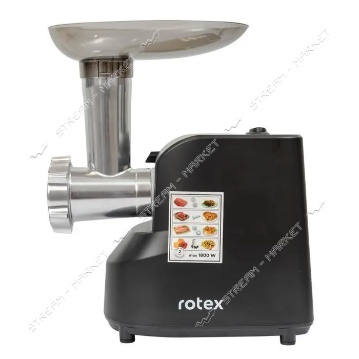 Мясорубка Rotex RMG180-B 1800Вт реверс 2 диска для измельчения плюс насадки и терка                 