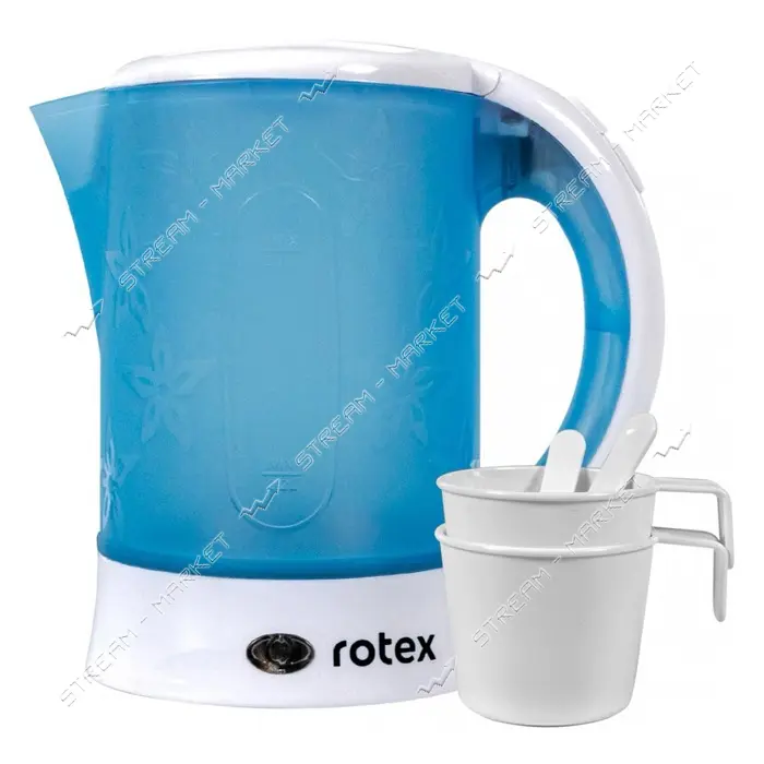 Электрочайник Rotex RKT07-B Travel 650Вт 0.6л пластик 2 ложки 2 чашки
