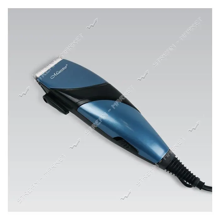 Машинка для стрижки Maestro MR-655C-BLUE 15Вт 4 насадки 3мм 6мм 9мм 12мм лезо кераміка              