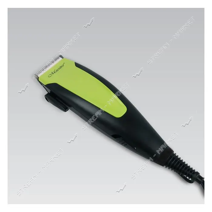 Машинка для стрижки Maestro MR-656C-GREEN 15Вт 4 насадки 3мм 6мм 9мм 12мм лезвие керамика           