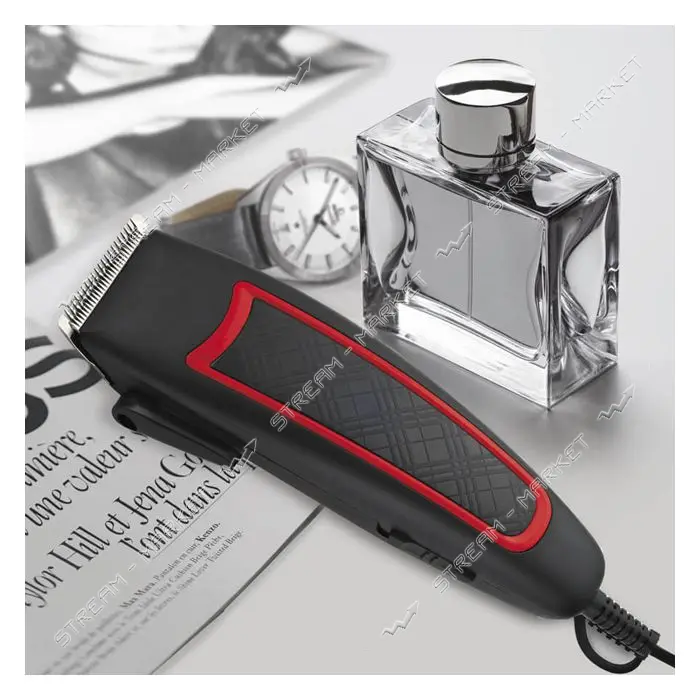Машинка для стрижки Maestro MR-657C-RED 15Вт 4 насадки 3мм 6мм 9мм 12мм лезвие керамика             