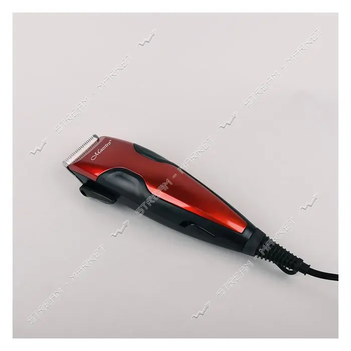 Машинка для стрижки Maestro MR-650C-RED 15Вт 4 насадки 3мм 6мм 9мм 12мм лезвие керамика