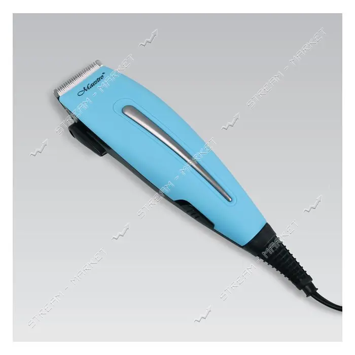 Машинка для стрижки Maestro MR-652C-BLUE 15Вт 4 насадки 3мм 6мм 9мм 12мм лезвие керамика