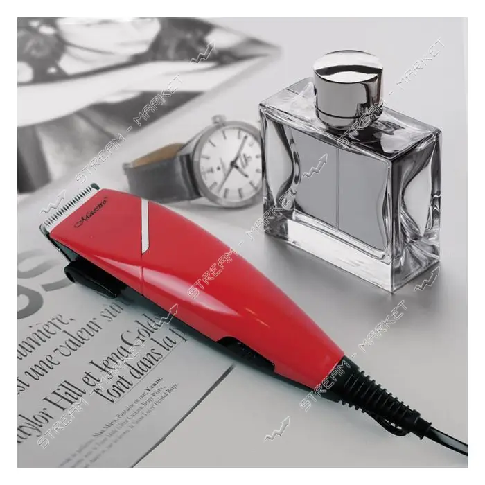 Машинка для стрижки Maestro MR-653C-RED 15Вт 4 насадки 3мм 6мм 9мм 12мм покрытие лезвий керамика