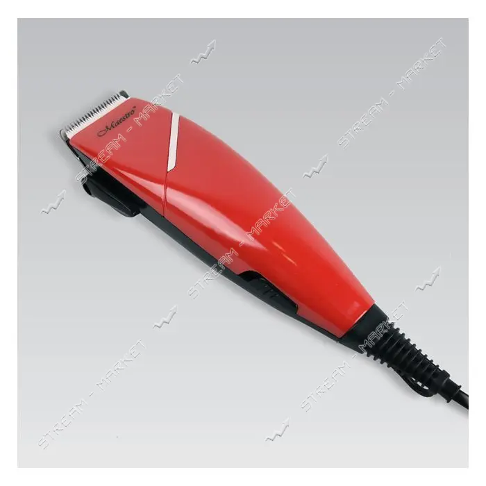 Машинка для стрижки Maestro MR-653C-RED 15Вт 4 насадки 3мм 6мм 9мм 12мм покрытие лезвий керамика