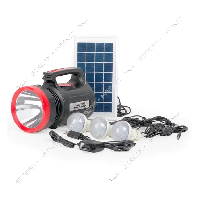 Фонарь аккумуляторный Intertool LB-0104 1LED 5W плюс 22 SMD выносная солнечная панель               