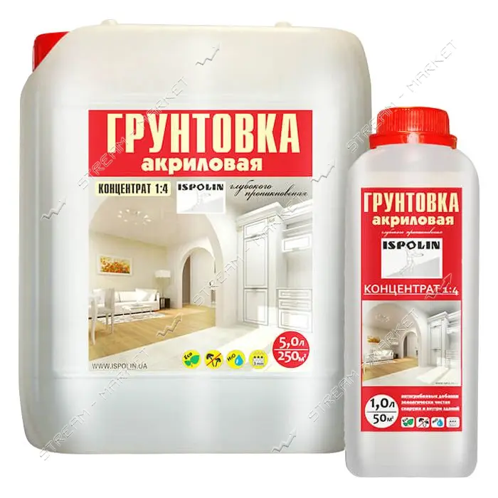Грунтовка акриловая Ispolin универсальная концентрат 1:4 10л