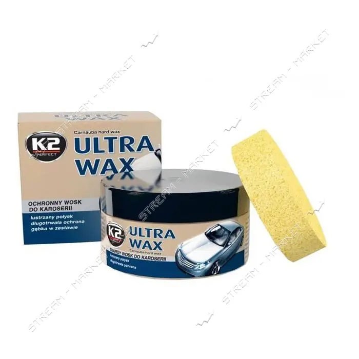 Паста для полировки кузова с воском и губкой K2 К20110 Ultra Wax 250мл