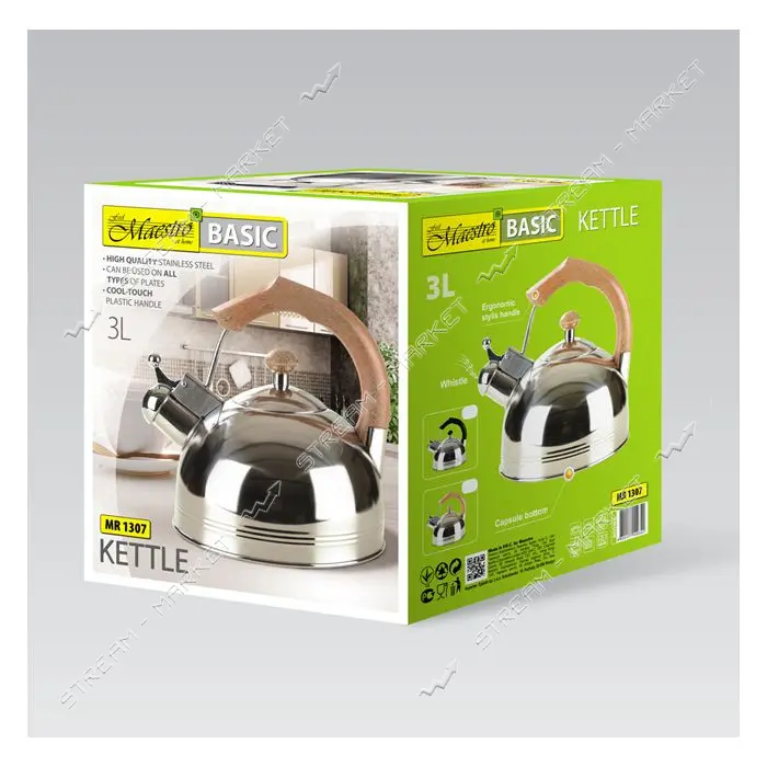 Чайник со свистком Maestro Basic MR-1307-BLACK 2,2л