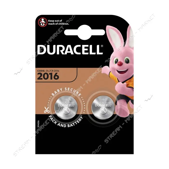 Батарейка Duracell литиевая CR 2016 2шт блистер                                                     