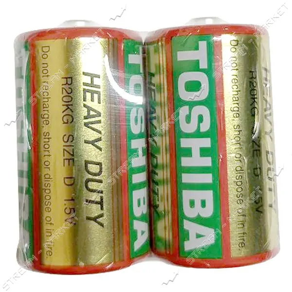 Батарейка Toshiba солевая R20 большой бочонок 2шт                                                   