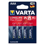 Батарейка Varta LongLife Max Power щелочная AAA/LR03 микропальчик блистер 4шт                       