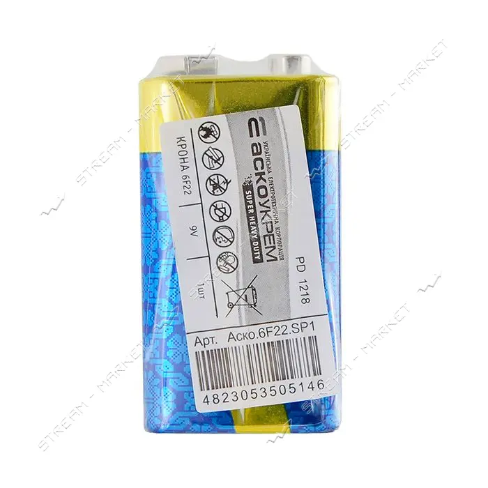 Батарейка Acko 6F22 1шт                                                                             