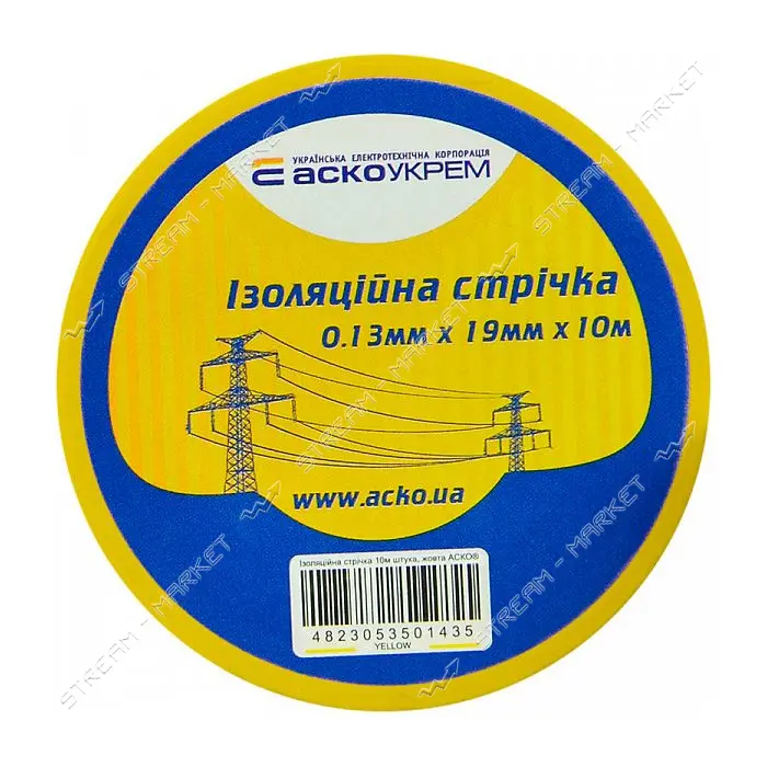 Изолента ПВХ Аcko 19x0.13мм 10м желтая                                                              