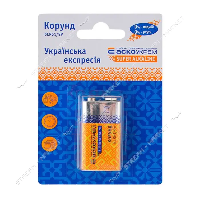 Батарейка Аcko щелочная  6LR61 Корунд на блистере                                                   