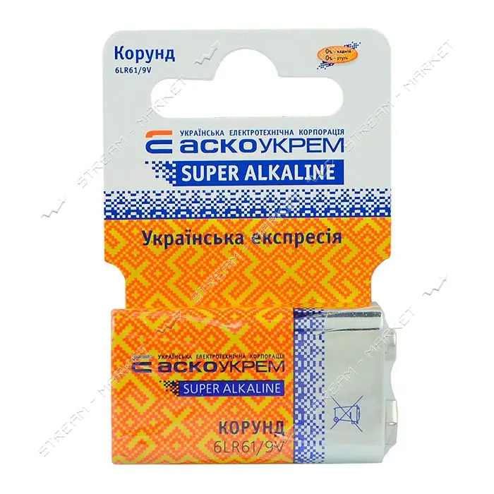 Батарейка Аcko щелочная 6LR61 Корунд термоусадка