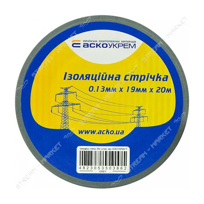 Изолента ПВХ Аcko 19x0.13мм 20м серая                                                               