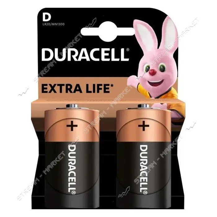 Батарейка Duracell щелочная D/LR20 большой бочонок блистер 2шт