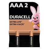 Батарейка Duracell щелочная ААА/LR03 микропальчик 2шт блистер                                       