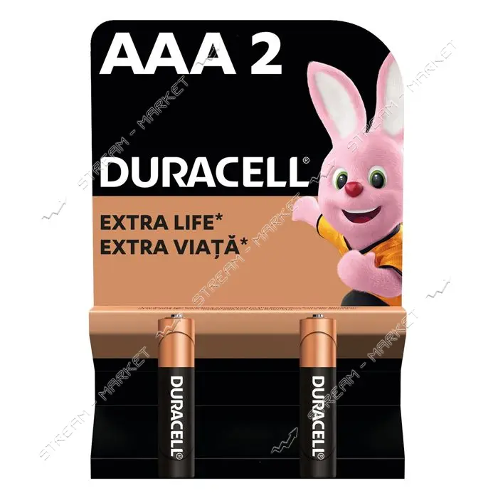 Батарейка Duracell щелочная ААА/LR03 микропальчик 2шт блистер                                       