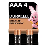 Батарейка Duracell щелочная ААА/LR03 микропальчик 4шт блистер