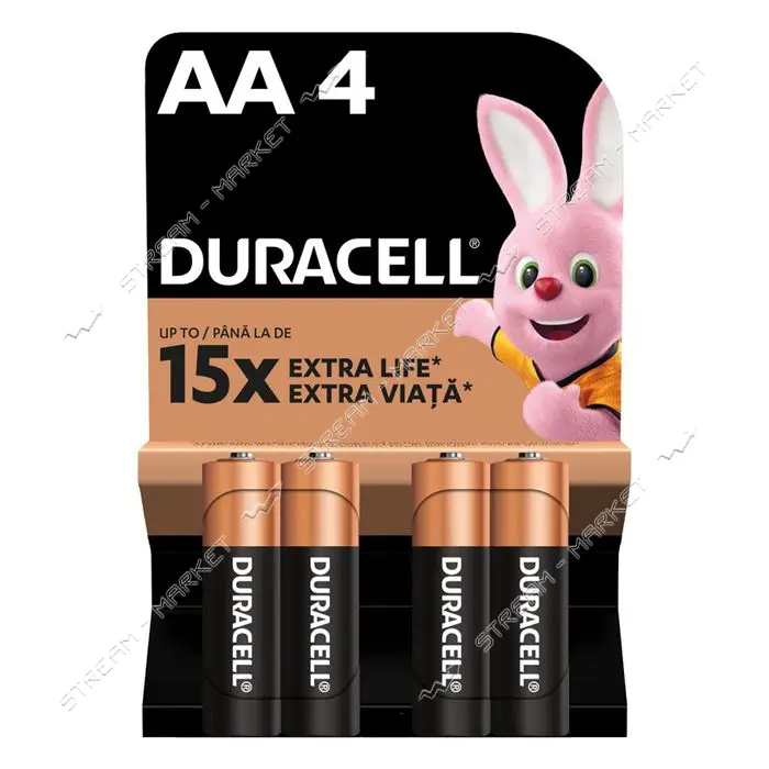 Батарейка Duracell щелочная АА/LR06 пальчик 4шт коробка                                             