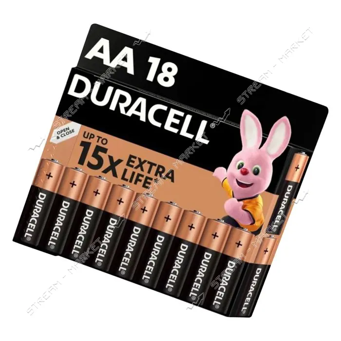 Батарейка Duracell щелочная АА/LR06 пальчик 18шт коробка
