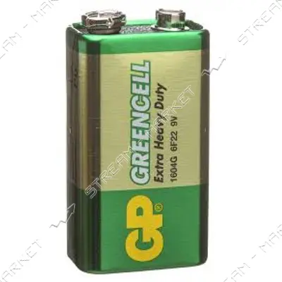 Батарейка GP Greencell солевая 6F22 крона пакет