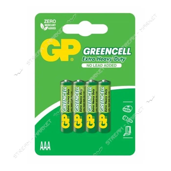 Батарейка GP Greencell солевая 24G-U4 AAA/R03 4шт                                                   