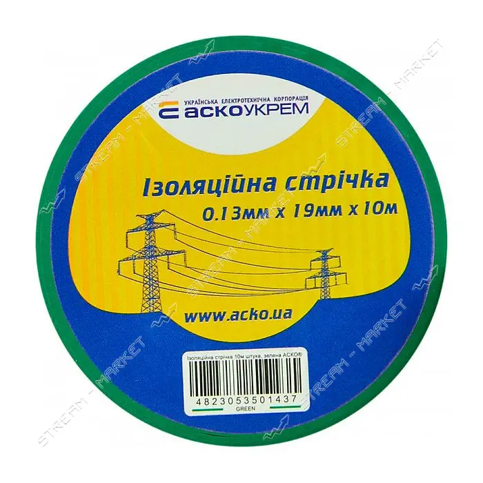 Изолента ПВХ Аcko 19x0.13мм 10м зеленая