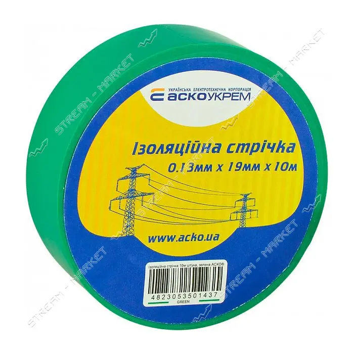 Изолента ПВХ Аcko 19x0.13мм 10м зеленая