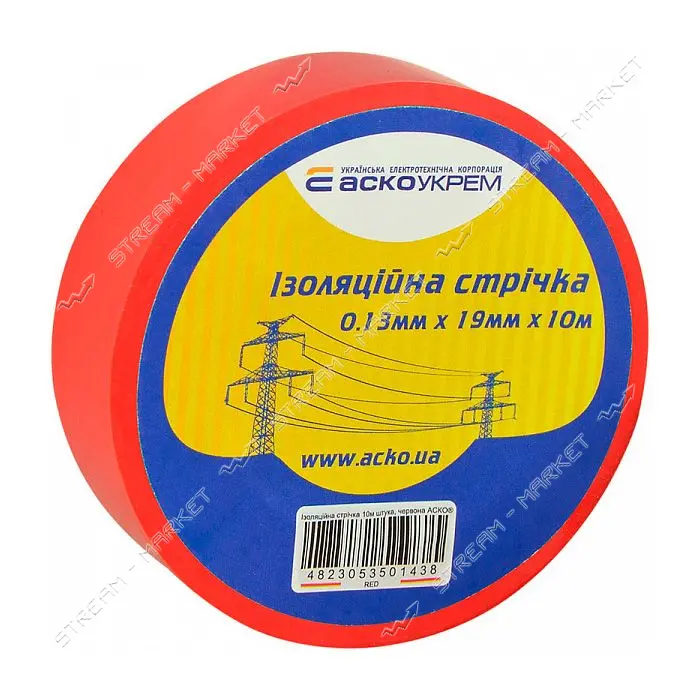 Изолента ПВХ Аcko 19x0.13мм 10м красная