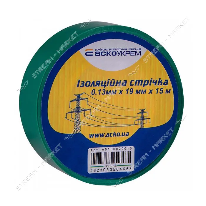 Изолента ПВХ Аcko 19x0.13мм 15м зеленая                                                             