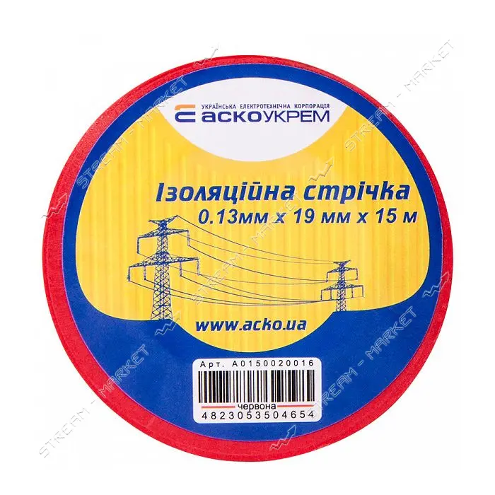 Изолента ПВХ Аcko 19x0.13мм 15м красная