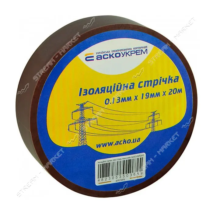 Изолента ПВХ Аcko 19x0.13мм 20м коричневая                                                          